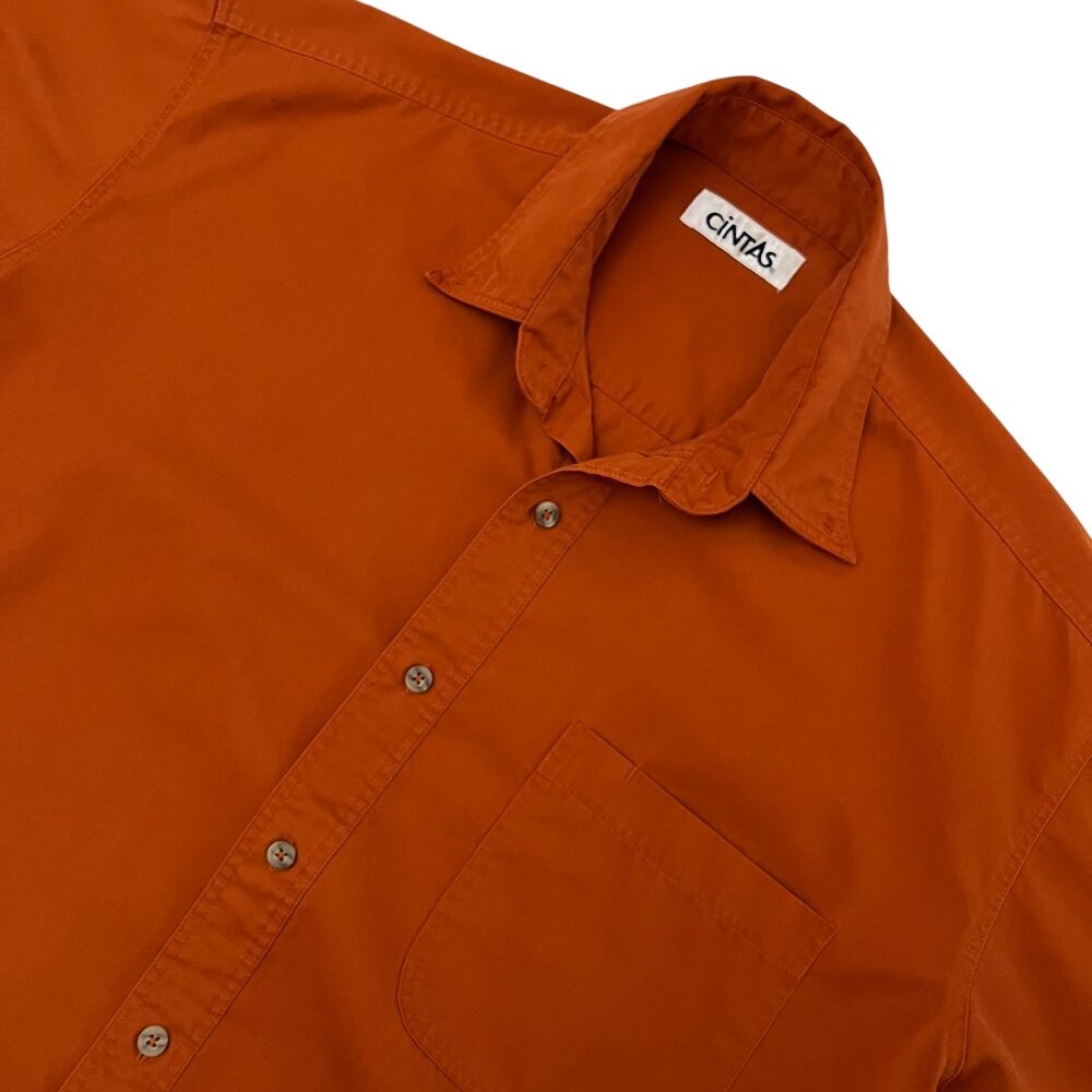 Cintas Mens Rust Short Sleeve Button Down Work Shirt, Cintas Mens Work 408